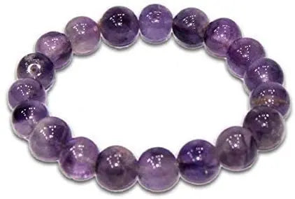 HANDMADEAURA Bracelet, Reiki Natural Amethyst Tumble Bracelet 8 mm, Round Bead Bracelet for Wealth Protection, Genuine Gemstone Beads for Calming, Stress Relief & Spiritual Healing - Natural HANDMADEAURA