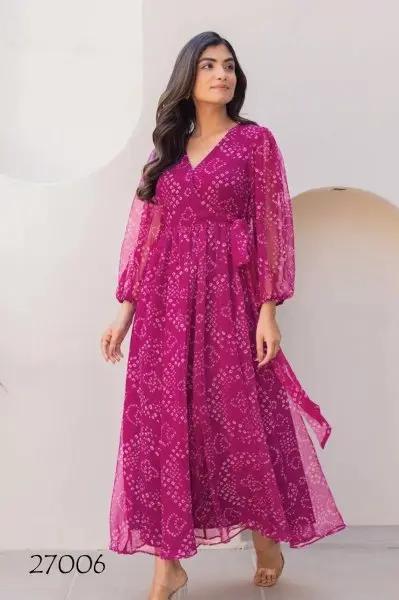 Flowy Georgette Tunic Gown with Digital Print Holiday Special Look RE