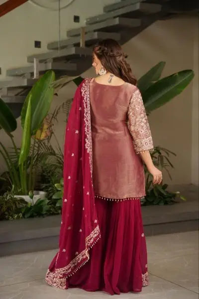 Sharara Suit with Coding Embroidery Work at Party Wear RE