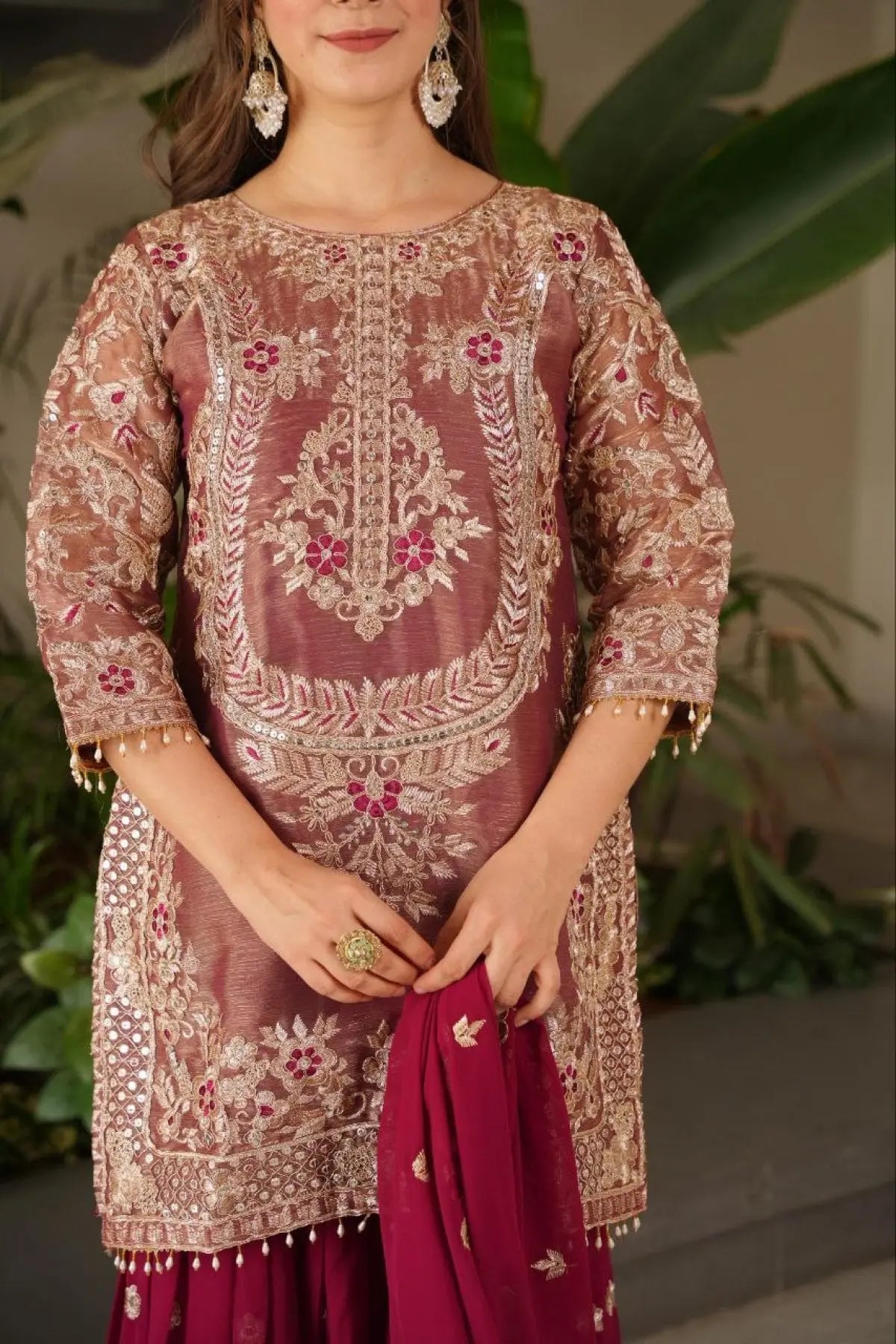 Sharara Suit with Coding Embroidery Work at Party Wear RE