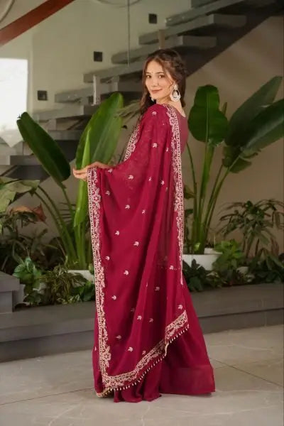 Sharara Suit with Coding Embroidery Work at Party Wear RE