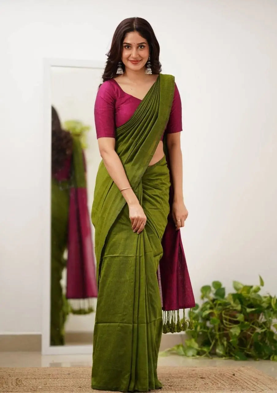 Women's Pure Cotton Handloom Saree Combo | Soft Lightweight Traditional Saree Collection RE