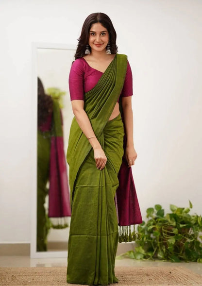 Women's Pure Cotton Handloom Saree Combo | Soft Lightweight Traditional Saree Collection RE