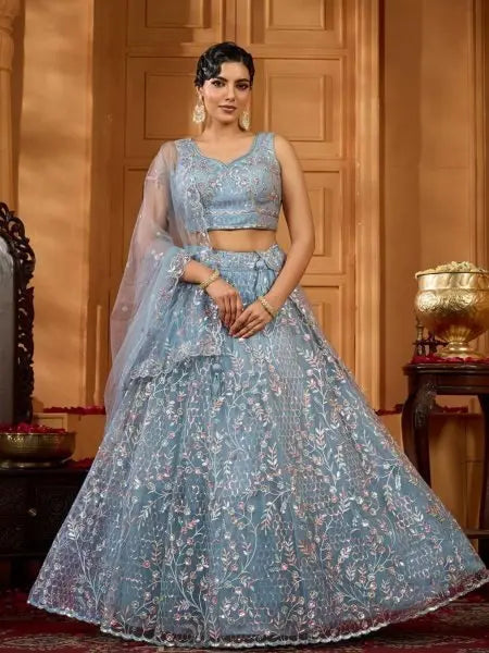 Premium Net Lehenga with Sequins and Stone Accents for Party Look / RE