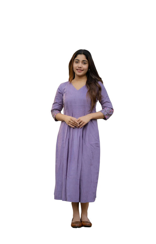 Women's Cotton Floral Embroidery Printex Detailing Dress Size -M BazaarBag