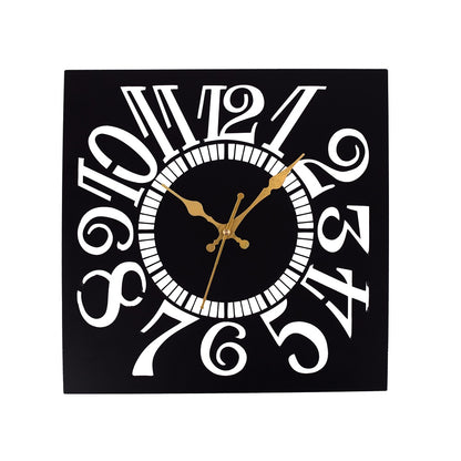 Metal Black- Square English No Wall Clock|Metal Wall Clock For Office|Metal Wall Clock For Home|Metal Look Designer Wall Clock|Hanging Decorative Wall Clock|Without Glass Wall Clock|0x38x38CM| (544-Square English No)