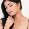 Elegant Trillion-Cut Champagne Crystal Stud Earrings for Women – Party Wear & Gift Choice Attractive Sister