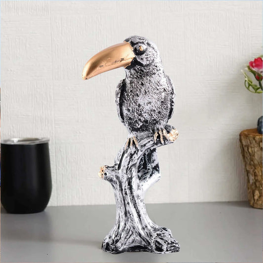M/S PREM CRAFTS  Decorative Silver Resin Parrot Showpiece for Home Decor, Living Room, Table Decoration for Gifting M/S PREM CRAFTS