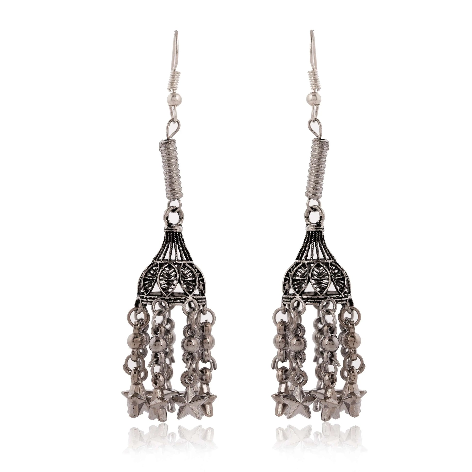 Women's Traditional Silver Oxidised Chandbali Ethnic Design Jhumka/Jhumki Earrings for Women-27 Attractive Sister