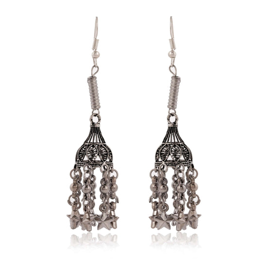 Women's Traditional Silver Oxidised Chandbali Ethnic Design Jhumka/Jhumki Earrings for Women-27 Attractive Sister
