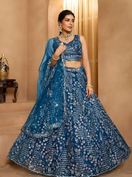 Premium Net Lehenga with Sequins and Stone Accents for Party Look / RE