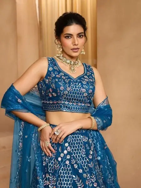 Premium Net Lehenga with Sequins and Stone Accents for Party Look / RE
