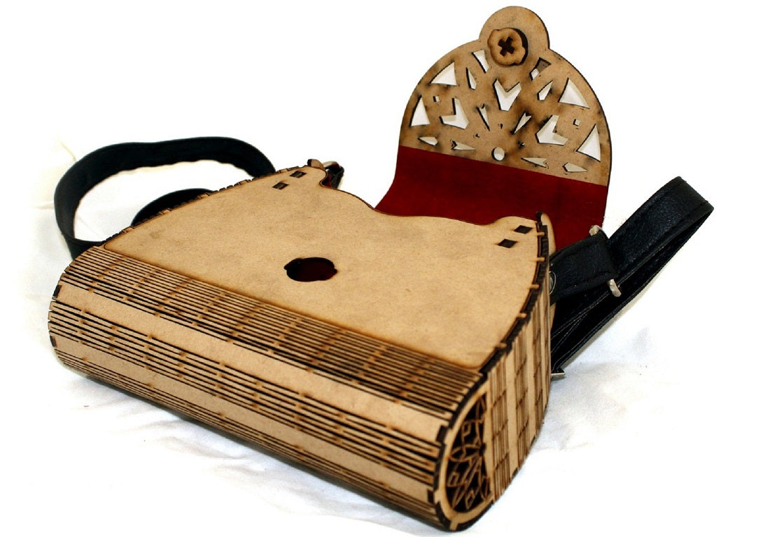 Eco-Friendly Wooden Clutch with Leather Strap