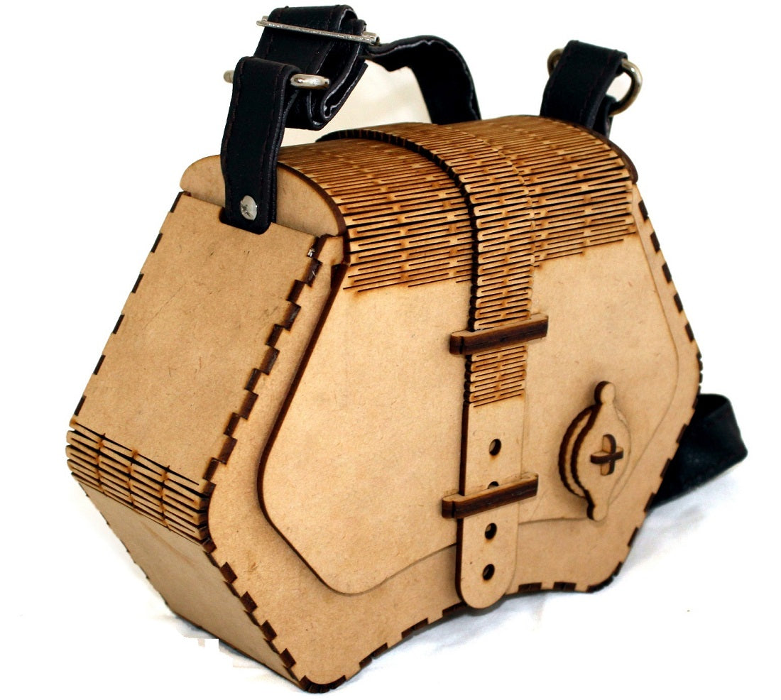 Artisan Wooden Geometric Handbag with Adjustable Strap