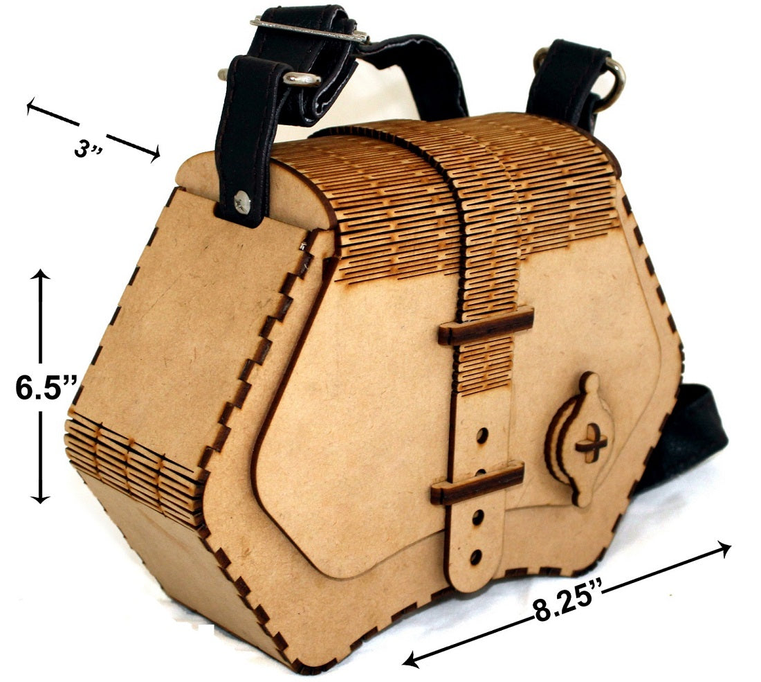 Artisan Wooden Geometric Handbag with Adjustable Strap