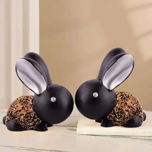 M/S PREM CRAFTS  Rabbit Cute Pair Statue for Home Decor Showpiece | Kids Room Decorative Showpiece (Black) M/S PREM CRAFTS