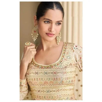 Sayuri Parampara Free Size Stitched Georgette Gown Premium Partywear 3 Piece Set RE