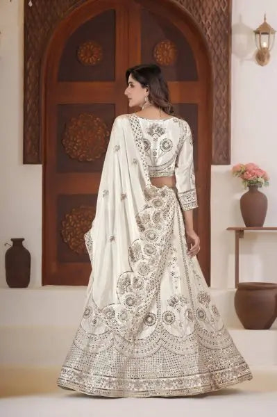 Luxury Silk Lehenga Choli Set for Women | Zari & Sequin Work | Chinon Silk Dupatta | Wedding & Party Wear Lehenga RE