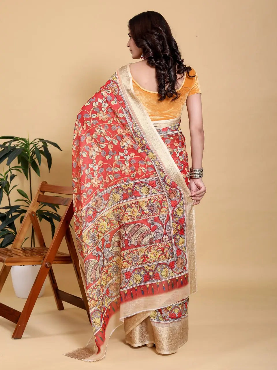 Designer Jacquard Patta Linen Cotton Saree with Floral Digital Print & Zari Border – Festive Ethnic Wear Attractive Sister