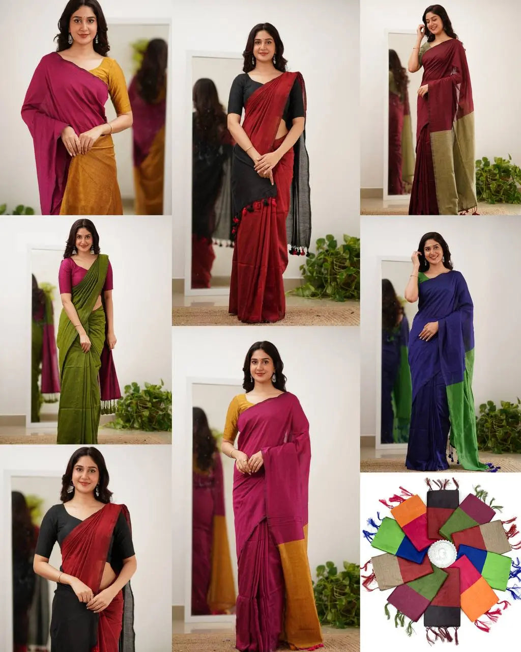 Women's Pure Cotton Handloom Saree Combo | Soft Lightweight Traditional Saree Collection RE