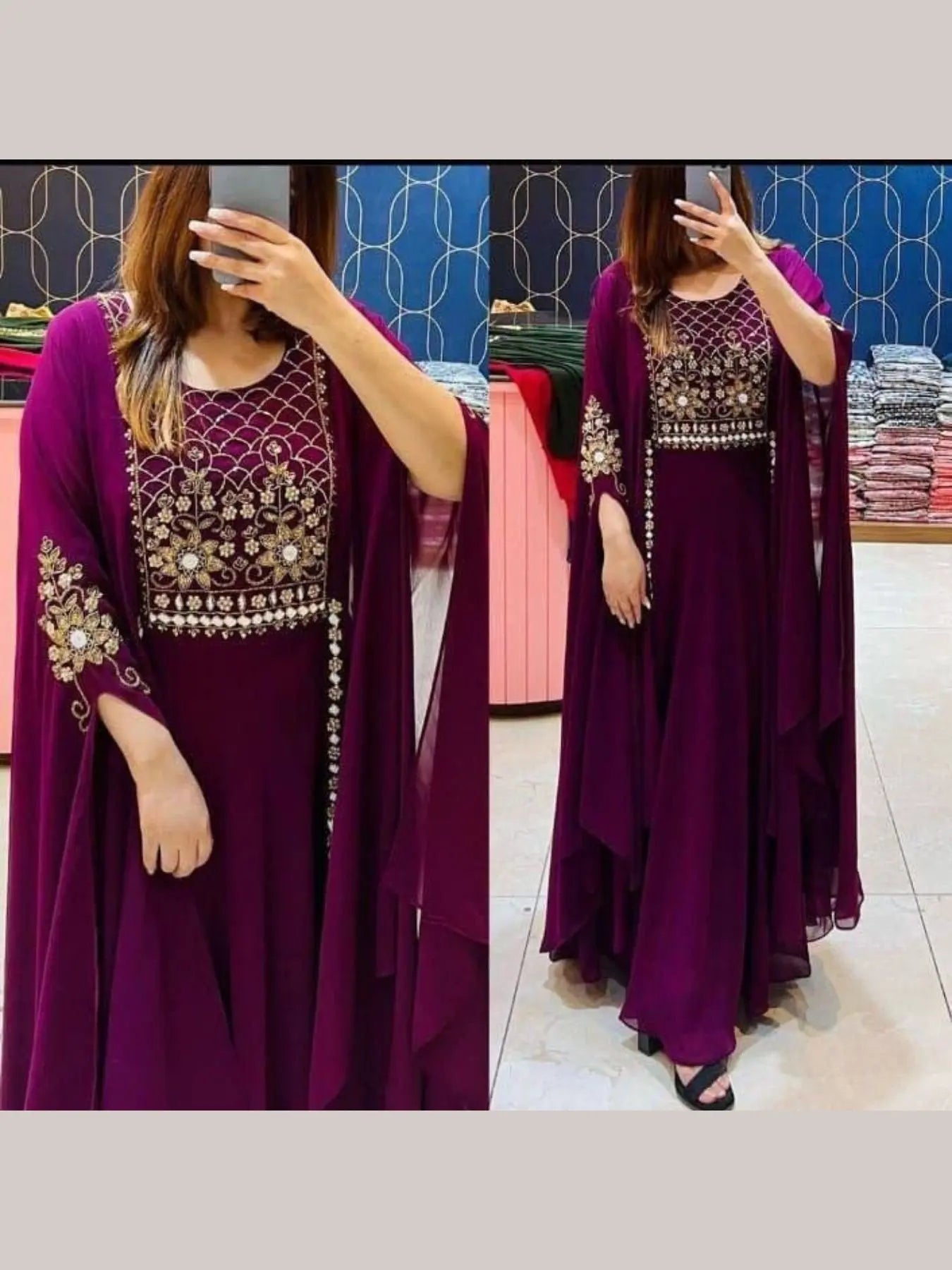 Attractive Partywear Georgette Suit with Heavy Multi Sequence Embroidery RE
