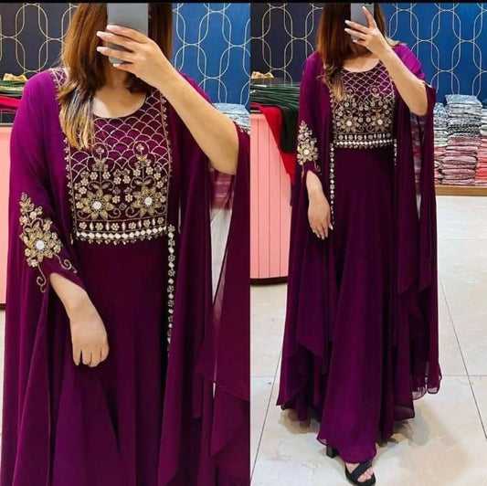 Attractive Partywear Georgette Suit with Heavy Multi Sequence Embroidery RE