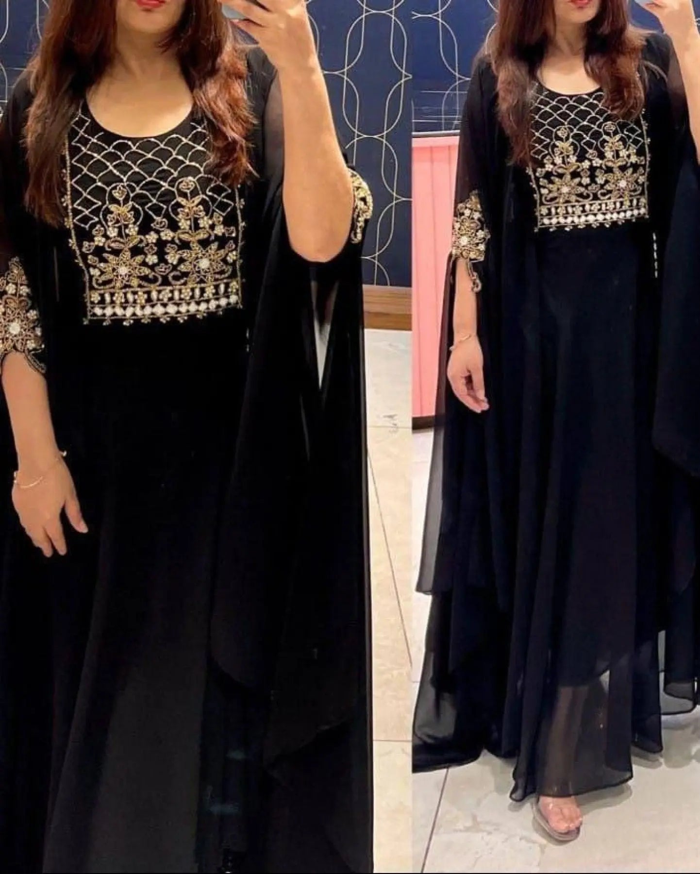 Attractive Partywear Georgette Suit with Heavy Multi Sequence Embroidery RE