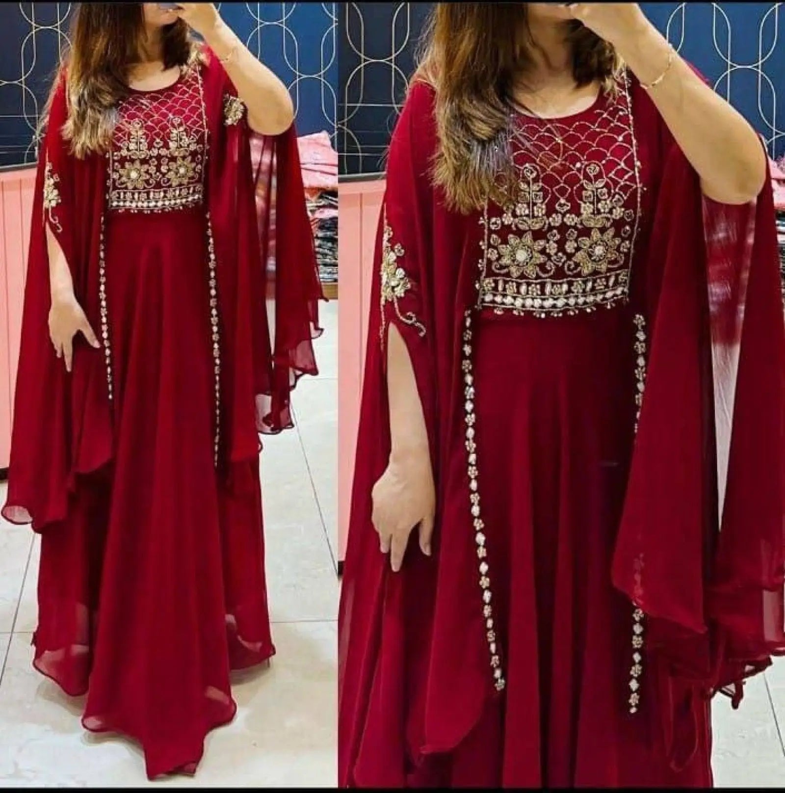Attractive Partywear Georgette Suit with Heavy Multi Sequence Embroidery RE