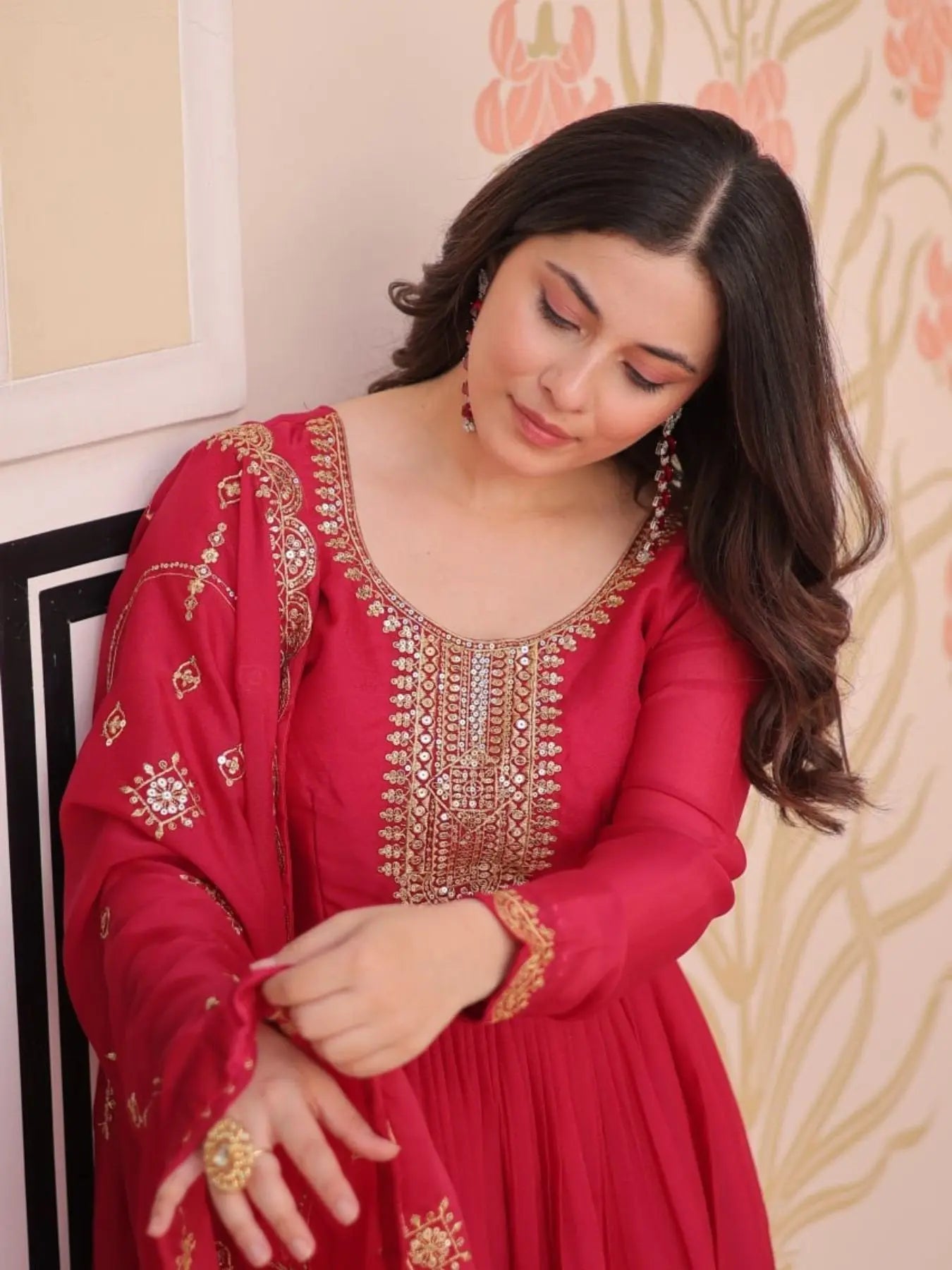 Readymade Georgette Gown with Dupatta Perfect for Diwali Outfit RE