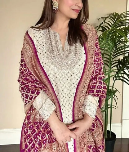 Premium Georgette Palazzo Suit with Digital Print Dupatta at Wholesale Rate RE