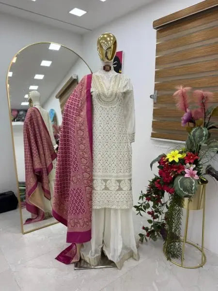 Premium Georgette Palazzo Suit with Digital Print Dupatta at Wholesale Rate RE