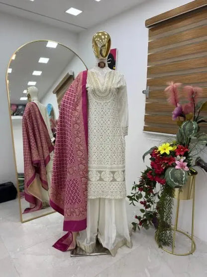 Premium Georgette Palazzo Suit with Digital Print Dupatta at Wholesale Rate RE