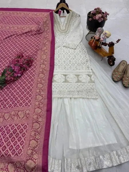 Premium Georgette Palazzo Suit with Digital Print Dupatta at Wholesale Rate RE