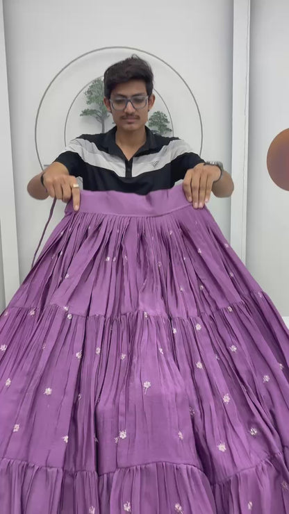 Elegant Yellow Purple embroidered Lehenga Choli for Indian Festival