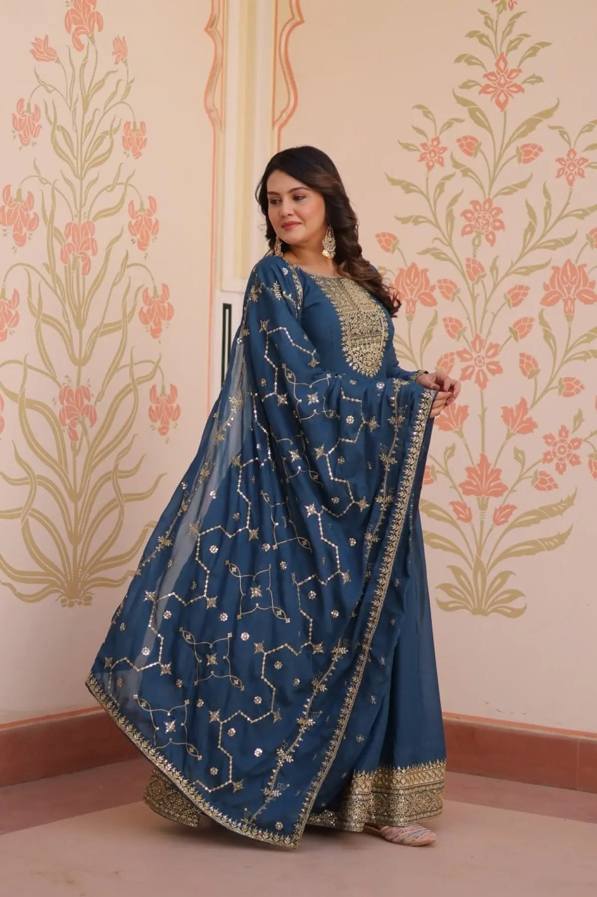 Readymade Georgette Gown with Dupatta Perfect for Diwali Outfit RE