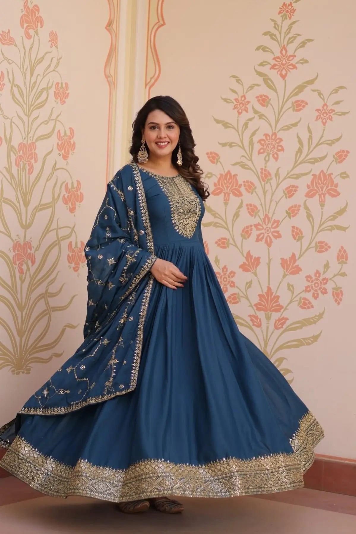 Readymade Georgette Gown with Dupatta Perfect for Diwali Outfit RE