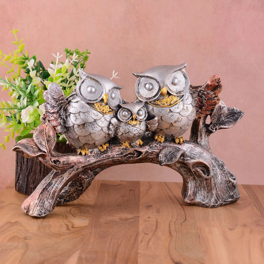 M/S PREM CRAFTS  Owl Family Sitting on Tree Decorative Bird Showpieces Statue for Home Decor Living Room Bedroom Wall Shelf Table Top Garden Decoration Items -1 M/S PREM CRAFTS
