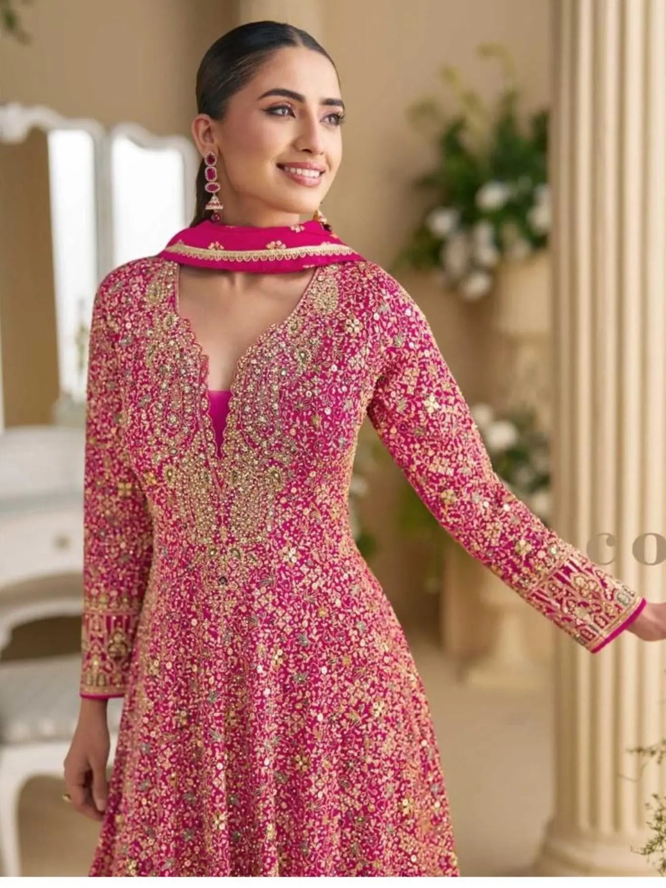 Sayuri Parampara Free Size Stitched Georgette Gown Premium Partywear 3 Piece Set RE