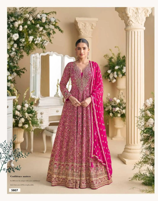 Sayuri Parampara Free Size Stitched Georgette Gown Premium Partywear 3 Piece Set RE