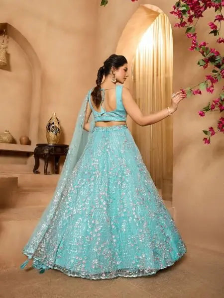 Premium Net Lehenga with Sequins and Stone Accents for Party Look / RE