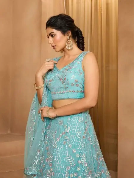 Premium Net Lehenga with Sequins and Stone Accents for Party Look / RE