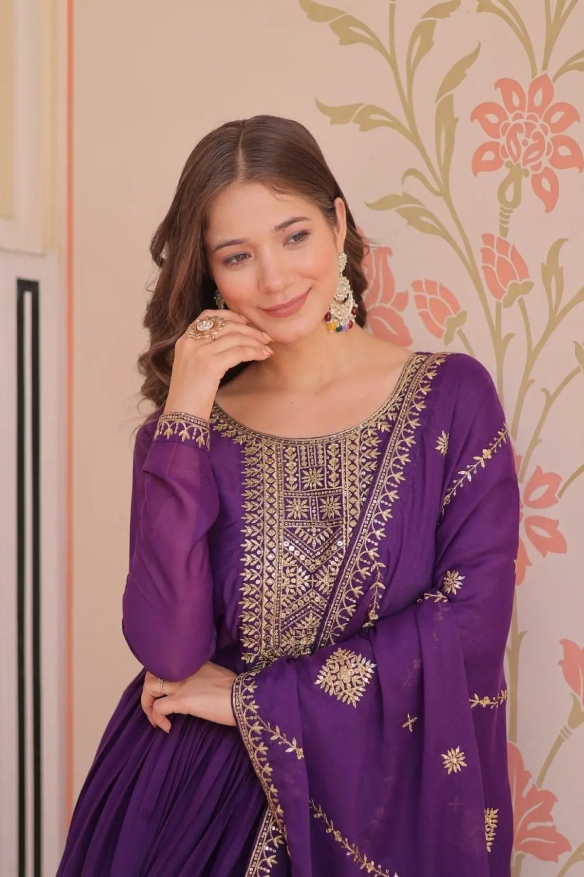 Readymade Georgette Gown with Dupatta Perfect for Diwali Outfit RE