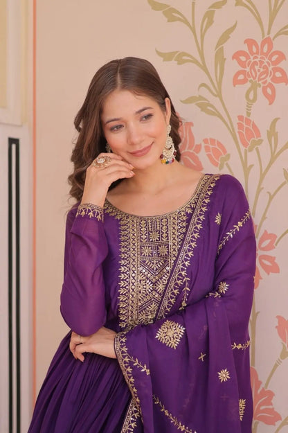 Readymade Georgette Gown with Dupatta Perfect for Diwali Outfit RE