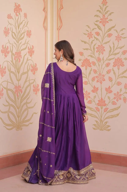 Readymade Georgette Gown with Dupatta Perfect for Diwali Outfit RE