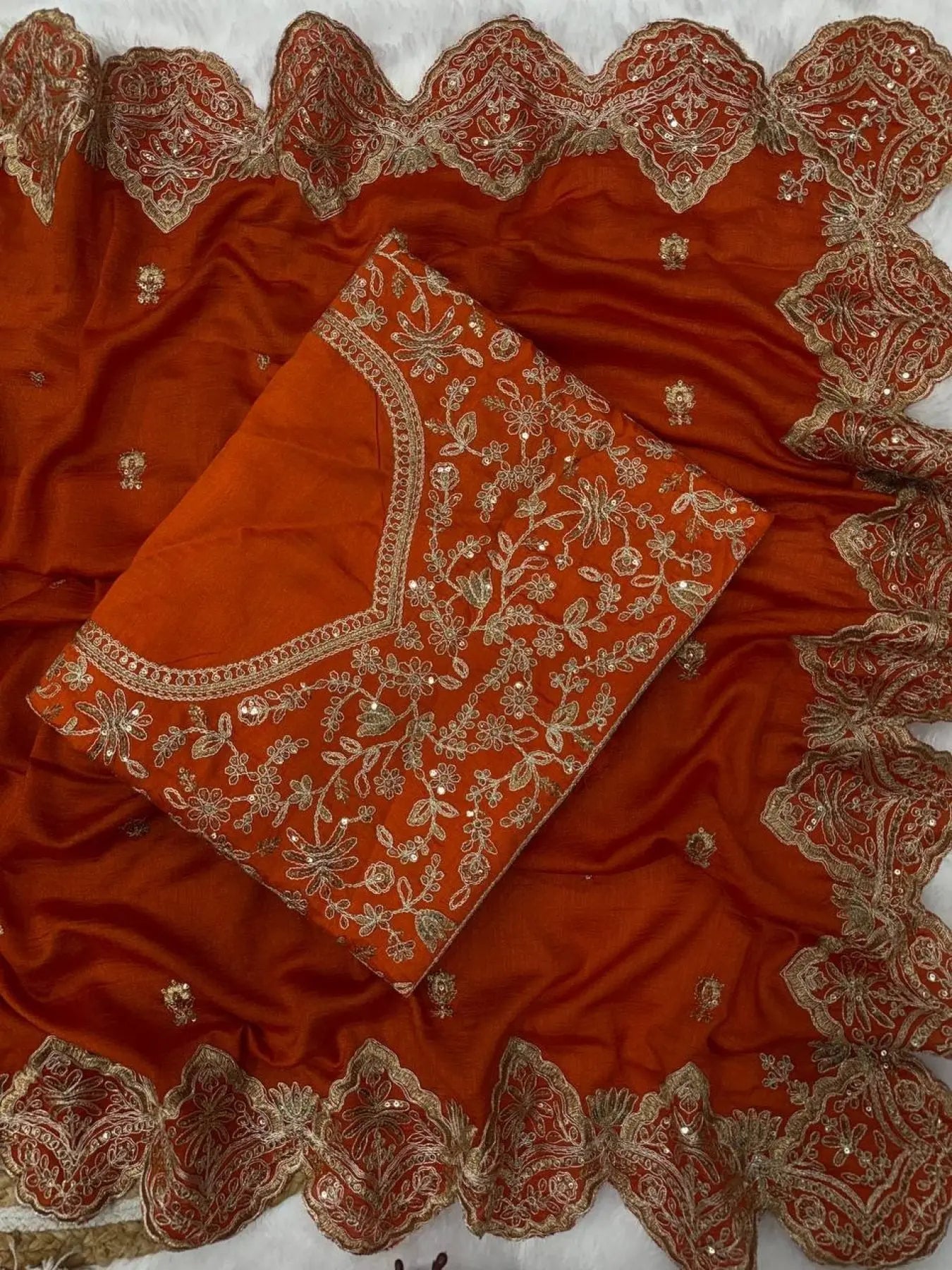 Vichitra Silk Saree with Sequin Cording Work Wholesale Festive Wear with Designer Blouse RE