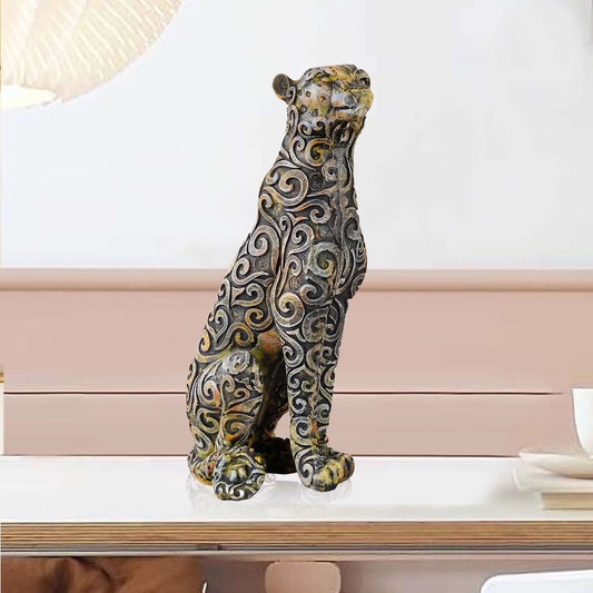 M/S PREM CRAFTS  Panther Sitting Position Animal Showpiece Antique Sculpture for Home Decor Showpiece Figurine -2 M/S PREM CRAFTS