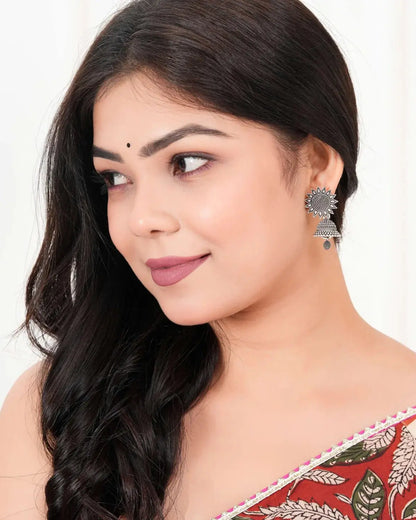 Earrings for Women Traditional Silver OXidised Jhumka Set | German Silver Chand Baliyan & Jhumkas Earrings | Birthday & Anniversary Gift Attractive Sister
